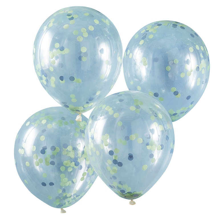 Konfetové Balóny - Modrá & Zelená - 30 cm (5ks)